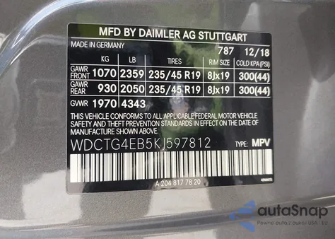 2019 Mercedes-Benz Gla 250 from USA, damaged, VIN WDCTG4EB5KJ597812